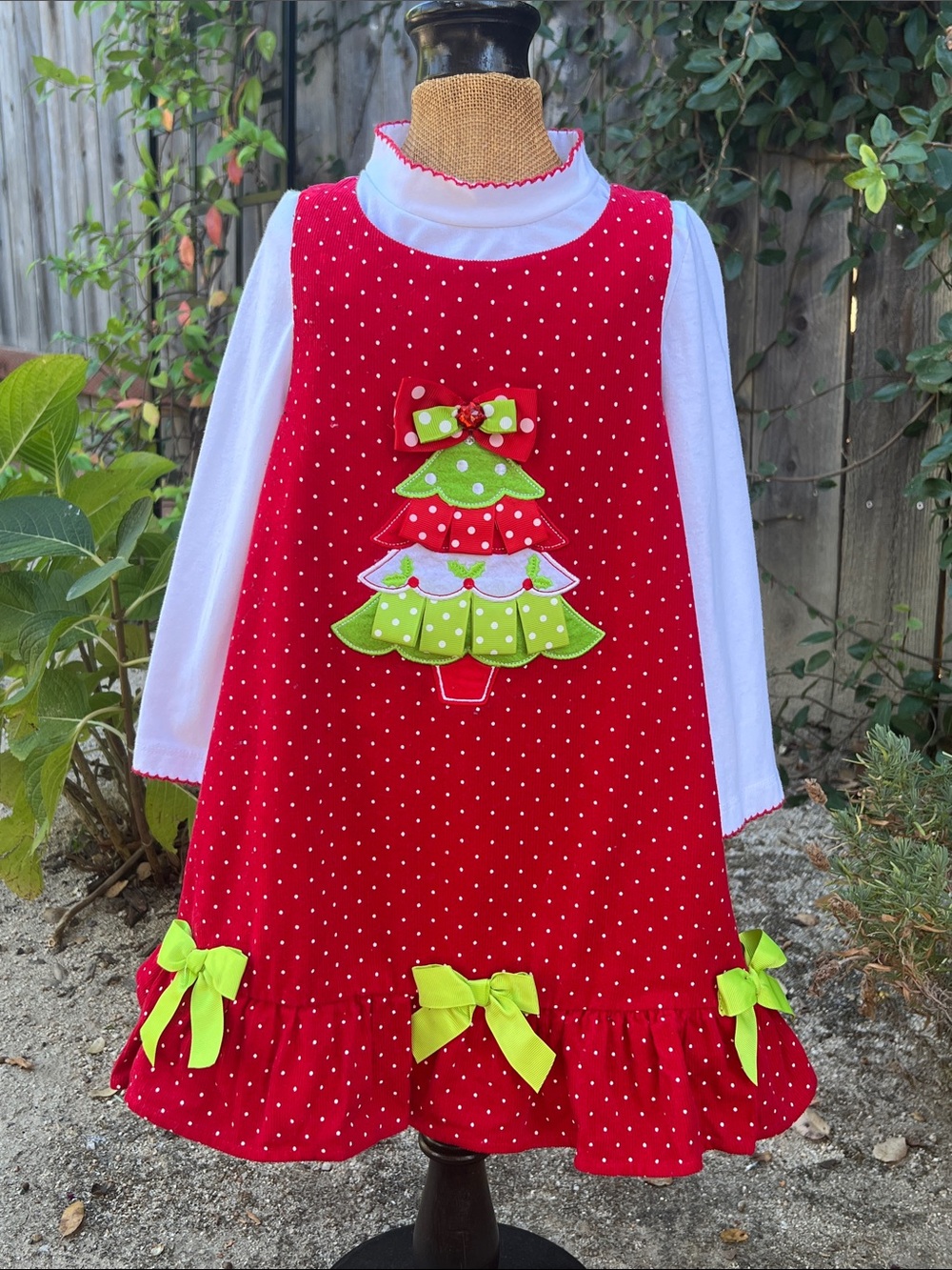 Rare Editions Girls Christmas Dress & Top Set Red Polka Dot Holiday Tree